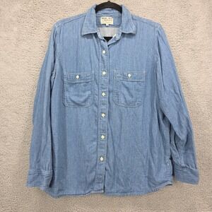 Imogene Willie Handcrafted Medium Flannel Denim Chambray Button Up Shirt USA